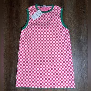 Zara checkered mini dress in pink and green